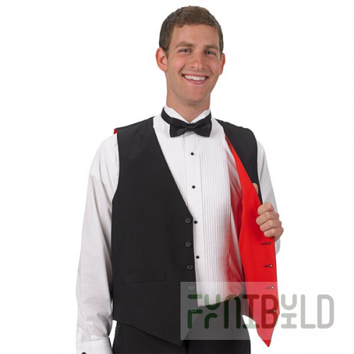 Henry Segal Men's Customizable Black / Red Reversible Server Vest - 2XS