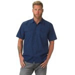 Mercer Culinary M60250BK Metro Edge Unisex Navy Blue Short Sleeve Brewer / Work Shirt - M Mercer Culinary M60250BK Metro Edge Unisex Navy Blue Short Sleeve Brewer / Work Shirt - M