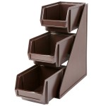 Vollrath 4842-01 Traex® Brown Self-Serve Condiment Bin Stand Set with 3-Tier Stand and 8