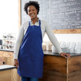 Choice Royal Blue Poly-Cotton Adjustable Bib Apron with 2 Pockets - 32