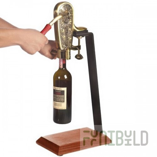 Franmara 4085SET Le Grape Brass-Plated Counter Mount Wine Bottle Opener with Table Stand