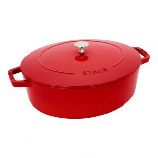 Staub 6.25 Qt. Cherry Enameled Cast Iron Oval Dutch Oven 1029440 Staub 6.25 Qt. Cherry Enameled Cast Iron Oval Dutch Oven 1029440