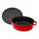 Staub 6.25 Qt. Cherry Enameled Cast Iron Oval Dutch Oven 1029440 Staub 6.25 Qt. Cherry Enameled Cast Iron Oval Dutch Oven 1029440