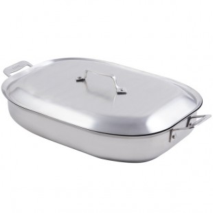 Bon Chef 60023CLD Cucina 5 Qt. Stainless Steel Roasting Pan with Lid - 14 7/8 Bon Chef 60023CLD Cucina 5 Qt. Stainless Steel Roasting Pan with Lid - 14 7/8
