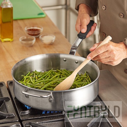 Vollrath Tribute 6 Qt. Tri-Ply Stainless Steel Saute Pan with Black Silicone Handle 702160