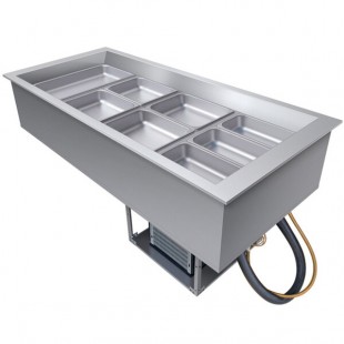 Hatco CWBP-4 Four Pan Slanted Drop-In Refrigerated Cold Food Well with Drain - 120V Hatco CWBP-4 Four Pan Slanted Drop-In Refrigerated Cold Food Well with Drain - 120V