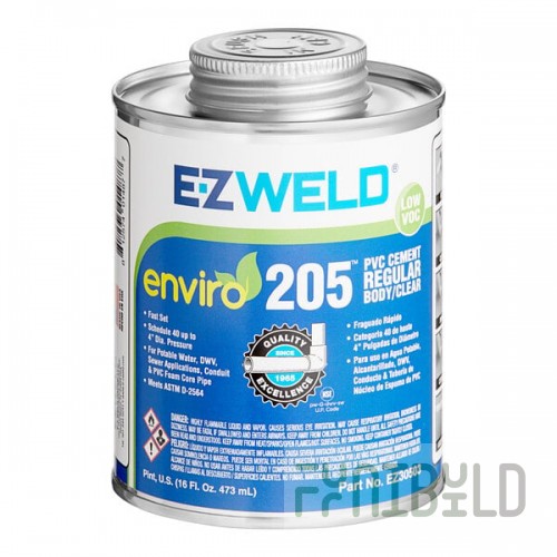 E-Z Weld EZ20503N 16 fl. oz. Clear Regular Body PVC Cement