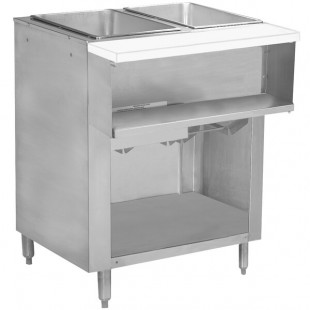 Advance Tabco WB-2G-BS Natural Gas Two Pan Wetbath Powered Hot Food Table with Enclosed Undershelf - Open Well