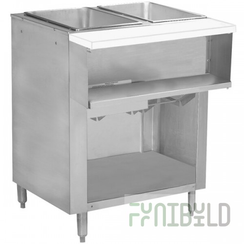Advance Tabco WB-2G-BS Natural Gas Two Pan Wetbath Powered Hot Food Table with Enclosed Undershelf - Open Well
