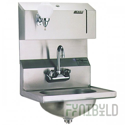 Eagle Group HSA-10-FDP Hand Sink with Gooseneck Faucet, Towel Dispenser, Soap Dispenser, and Basket Drain