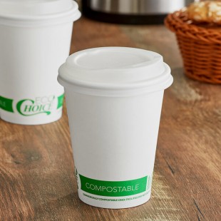 EcoChoice 12 oz. White Compostable Paper Hot Cup and PLA Lid - 50/Case