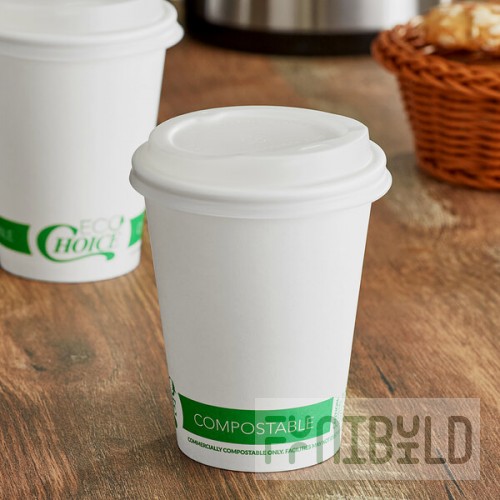 EcoChoice 12 oz. White Compostable Paper Hot Cup and PLA Lid - 50/Case
