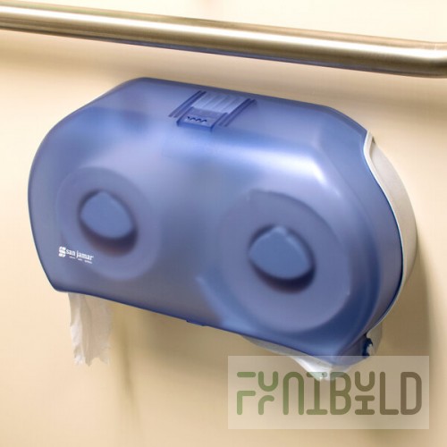 San Jamar R4000TBL Twin Classic Double Roll Jumbo Toilet Tissue Dispenser - Arctic Blue