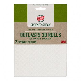 3M Scotch-BriteTM Greener Clean 7100283591 Reusable Sponge Cloth - 2/Pack