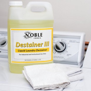 Noble 2.5 Gallon / 320 oz. Destainer III Concentrated Liquid Laundry Stain Remover - 2/Case Noble 2.5 Gallon / 320 oz. Destainer III Concentrated Liquid Laundry Stain Remover - 2/Case