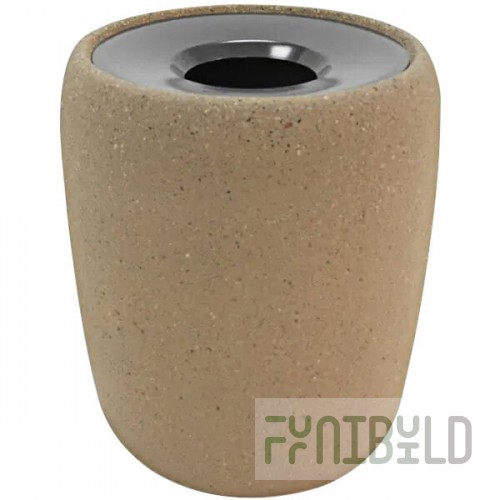 Wausau Tile TF1188 Westlake 42 Gallon Concrete Round Decorative Outdoor Trash Can with Aluminum Funnel Lid