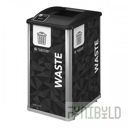 Busch Systems Mosaic 209814 32 Gallon Black HDPE Decorative Waste Receptacle