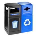 Commercial Zone Polytec 74631299 84 Gallon 2-Stream Polyethylene Square Landfill / Recycling Bins with Open Top Lids Commercial Zone Polytec 74631299 84 Gallon 2-Stream Polyethylene Square Landfill / Recycling Bins with Open Top Lids