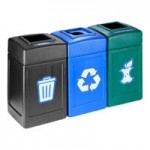 Commercial Zone Polytec 74631299 84 Gallon 2-Stream Polyethylene Square Landfill / Recycling Bins with Open Top Lids Commercial Zone Polytec 74631299 84 Gallon 2-Stream Polyethylene Square Landfill / Recycling Bins with Open Top Lids