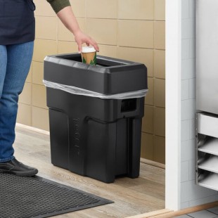 Toter Slimline 16 Gallon Black Trash Can with Black Drop Shot Lid