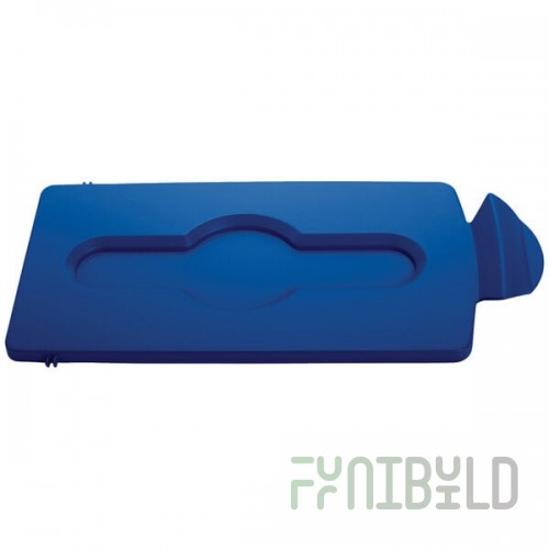 Rubbermaid® 2007888 Slim Jim Recycling Blue Rectangular Hinged Flat Lid Insert