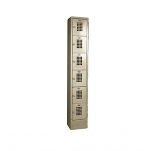 Winholt WL-66/15 Single Column Six Door Steel Locker with Perforated Doors - 12 Winholt WL-66/15 Single Column Six Door Steel Locker with Perforated Doors - 12