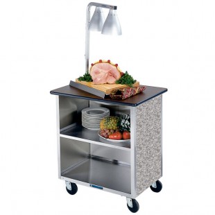 Lakeside 626GS Heavy-Duty Stainless Steel Three Shelf Flat Top Utility Cart with Enclosed Base and Gray Sand Finish - 18 3/4