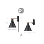 Globe Bohemian Chic Matte Black / Faux Walnut Plug-In or Hardwire Wall Sconce - 120V, 60W Globe Bohemian Chic Matte Black / Faux Walnut Plug-In or Hardwire Wall Sconce - 120V, 60W