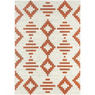 Abani Casa Collection 4' x 6' Orange / Cream Southwestern Geometric Tribal Diamond Area Rug