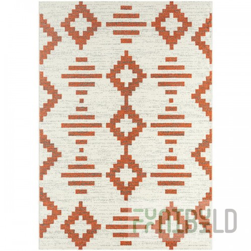 Abani Casa Collection 4' x 6' Orange / Cream Southwestern Geometric Tribal Diamond Area Rug