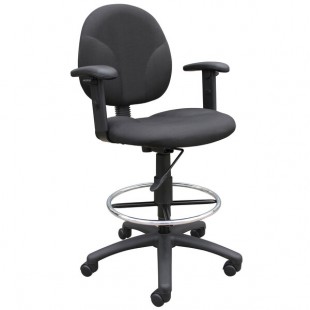Boss B1691-BK Black Fabric Drafting Stool with Adjustable Arms and Footring Boss B1691-BK Black Fabric Drafting Stool with Adjustable Arms and Footring