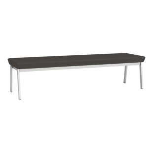 Lesro Newport Patriot Plus Charcoal Vinyl 3-Seat Bench with Silver Powder-Coated Steel Legs