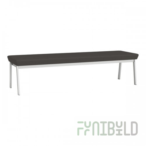 Lesro Newport Patriot Plus Charcoal Vinyl 3-Seat Bench with Silver Powder-Coated Steel Legs