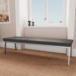Lesro Newport Patriot Plus Charcoal Vinyl 3-Seat Bench with Silver Powder-Coated Steel Legs Lesro Newport Patriot Plus Charcoal Vinyl 3-Seat Bench with Silver Powder-Coated Steel Legs