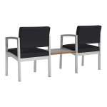 Lesro Lenox Steel Patriot Plus Black Vinyl Two Guest Arm Chairs with Sarum Twill Laminate Connecting Table Lesro Lenox Steel Patriot Plus Black Vinyl Two Guest Arm Chairs with Sarum Twill Laminate Connecting Table