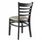Lancaster Table & Seating Black Finish Wood Ladder Back Chair with Dark Gray Vinyl Seat - Assembled Lancaster Table & Seating Black Finish Wood Ladder Back Chair with Dark Gray Vinyl Seat - Assembled