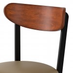 Lancaster Table & Seating Boomerang Black Finish Chair with Taupe Vinyl Seat and Antique Walnut Wood Back Lancaster Table & Seating Boomerang Black Finish Chair with Taupe Vinyl Seat and Antique Walnut Wood Back