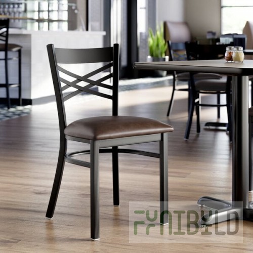 Lancaster Table & Seating Black Finish Cross Back Chair with 2 1/2