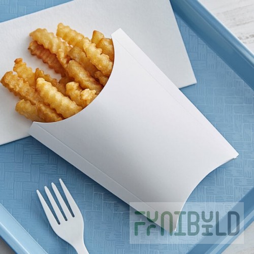 Choice 9 oz. Extra Large White Paper French Fry Scoop / Tray - 50/Pack