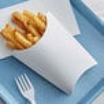 Choice 9 oz. Extra Large White Paper French Fry Scoop / Tray - 50/Pack