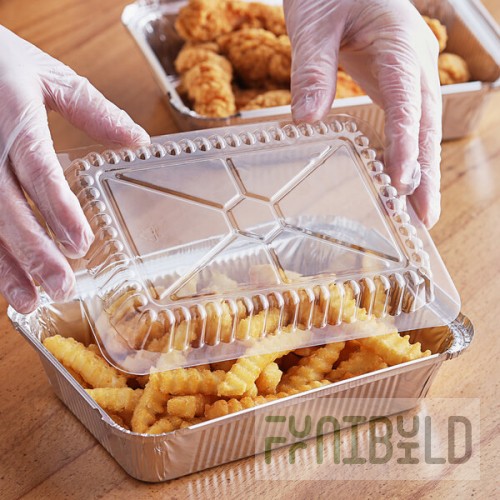 Choice Oblong Clear Plastic Dome Lid for 2.25 lb. & 1.5 lb Shallow Foil Take-Out Container - 500/Case