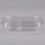 Placon 13 oz. Tamper-Evident Tamper Resistant Recycled PET 3 Compartment Clear Take Out Container - 200/Case