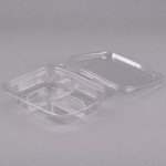 Placon 13 oz. Tamper-Evident Tamper Resistant Recycled PET 3 Compartment Clear Take Out Container - 200/Case