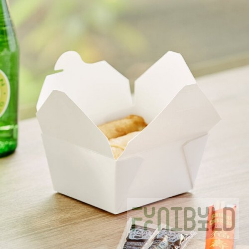 Choice White Microwavable Folded Paper #1 Take-Out Container 4 3/8