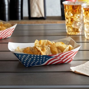 #300 3 lb. USA Flag Paper Food Tray - 500/Case