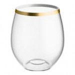 Visions Dynasty 12 oz. Clear Plastic Stemless Wine Glass with Silver Rim - 64/Case Visions Dynasty 12 oz. Clear Plastic Stemless Wine Glass with Silver Rim - 64/Case