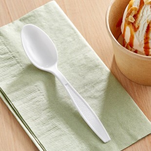 Choice White Extra Heavy Weight Polystyrene Plastic Teaspoon - 1,000/Case
