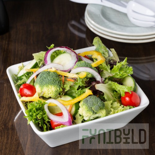 Libbey Slate 50 oz. Ultra Bright White Square Porcelain Bowl - Sample