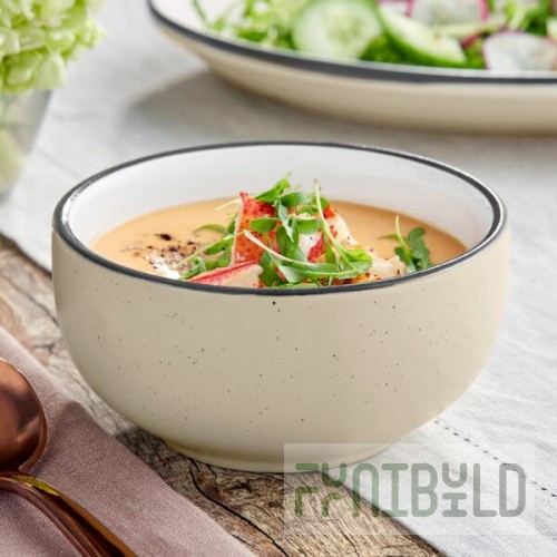 Acopa Embers 10 oz. Cream White Matte Stoneware Bowl - Sample