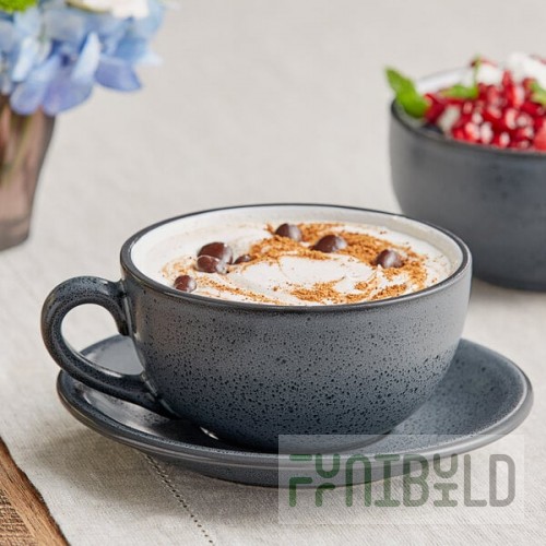 Acopa Embers 10 oz. Midnight Blue Matte Stoneware Cup - Sample